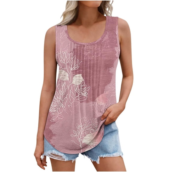 WRKEKC Plus Size Tank Top for Women Solid Color Crew Neck Sleeveless Loose Fit Summer Tank Casual Lightweight Top