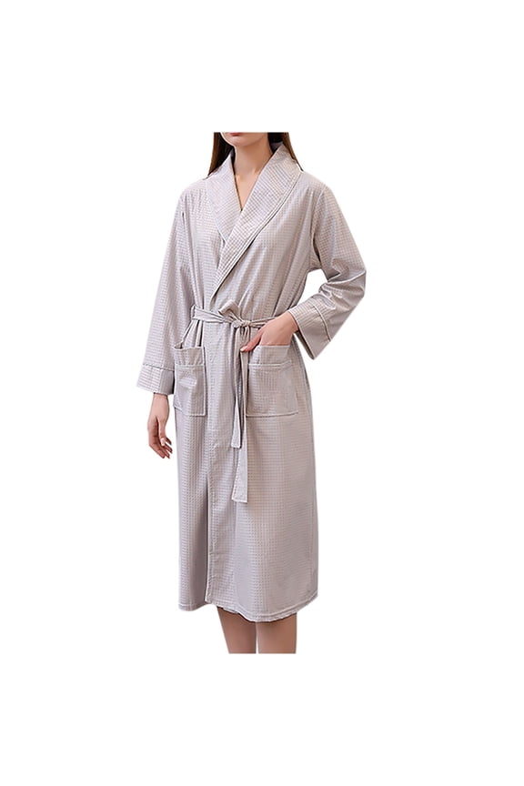 Robes for Women Solid Color Satin Bathrobe Quick Dry Striped Long Robe Womens Sleepwear Bathrobe for Summer Fall Winter