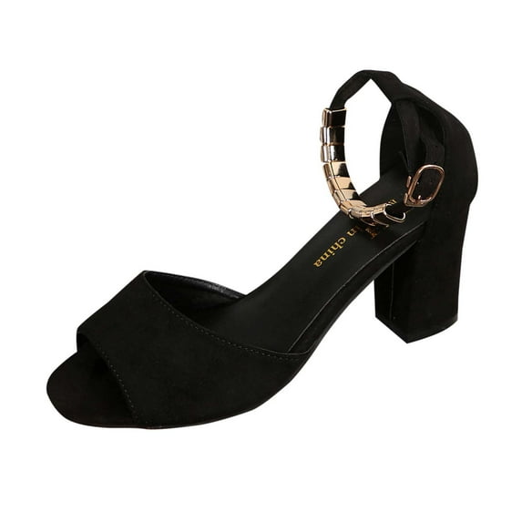 WRKEKC Sandals for Women Beaded Peep Toe Chunky Heel Casual Footwear Spring Summer Shoes for Women Dressy Style