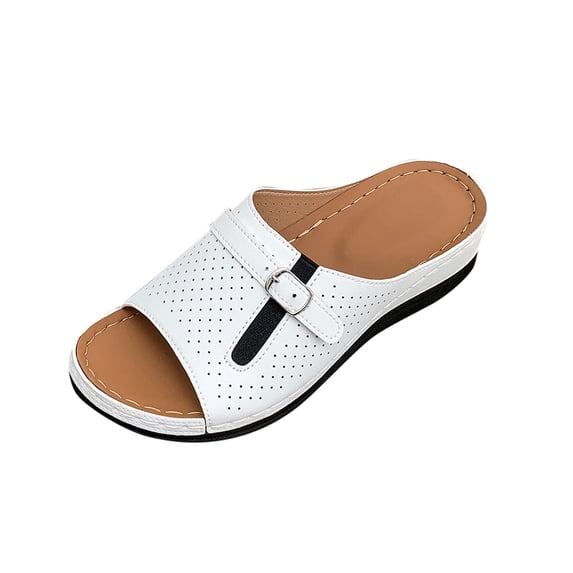 WRKEKC Sandals for Women Color Block Thick Sole Slides Cut Out Open Toe Design Beach Summer Sandals Casual Footwear