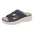thumbnail image 1 of WRKEKC Sandals for Women Solid Color Round Toe Cross Strap Cut Out Wedge Heel Thick Sole Roman Style Slides Spring Summer, 1 of 9