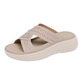 thumbnail image 1 of WRKEKC Sandals for Women Solid Color Round Toe Cross Strap Cut Out Wedge Heel Thick Sole Roman Style Slides Spring Summer, 1 of 9