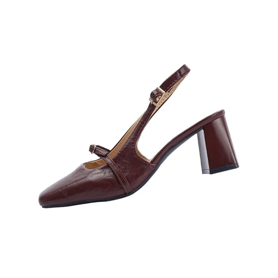 WRKEKC Sandals for Women Solid Color Square Toe Closed Toe High Heel Sandals Chunky Heel Casual Dressy Footwear