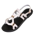 thumbnail image 1 of WRKEKC Sandals for Women Wide Width Flat Slides with Buckle Cut Out Design Solid Color Beach Sandals Outdoor Casual Summer, 1 of 9