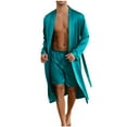 thumbnail image 1 of WRKEKC Satin Pajama Set for Men Solid Color Silk Like Tie Waist Robe Short Pants Sleepwear Set for Men Home Loungewear Outfit, 1 of 4