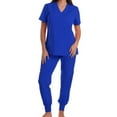 thumbnail image 1 of WRKEKC Scrubs for Women 2 Piece Sets for Women Comfortable Short Sleeve V-Neck Top and Pants Set for Hospital Medical Work Fall Outfits, 1 of 2