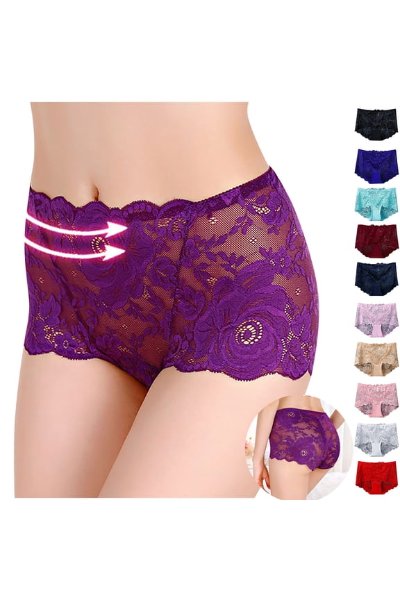Seamless Underwear for Women Lace Hollow Out High Waist Tummy Soft Butt Lift Breathable Bikini Comfort Daily Soft