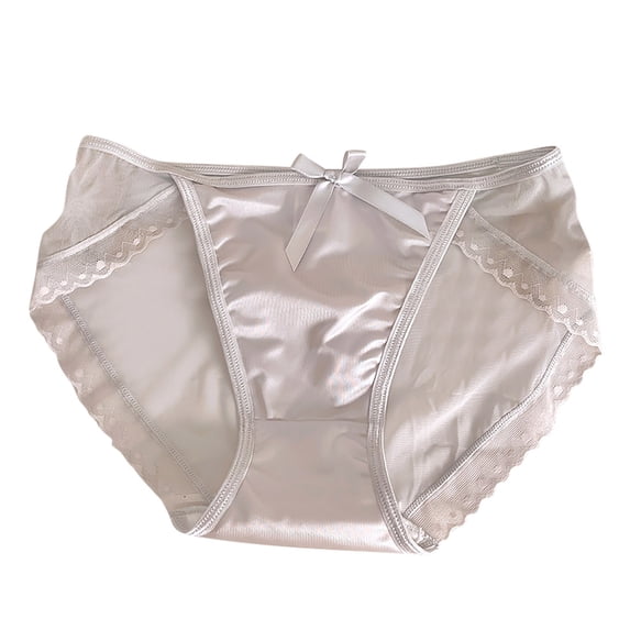 WRKEKC Seamless Underwear for Women Mid High Waist Lace Ice Silk Satin Lightweight Sport Breathable Gusset Briefs for Teens and Girls