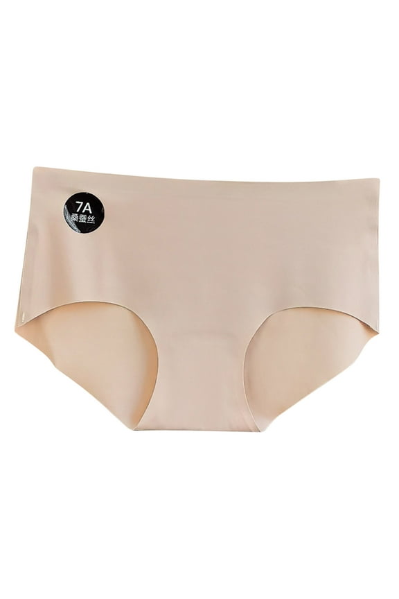 Seamless Underwear for Women Summer Thin Silk Seamless Mid Waist High Elasticity Hug Butt Breathable Solid Color