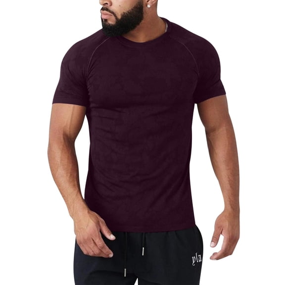 WRKEKC Short Sleeve Shirts for Men Camouflage Round Neck Short Sleeve Comfortable Casual Outdoor Wear Lightweight Breathable Fabric