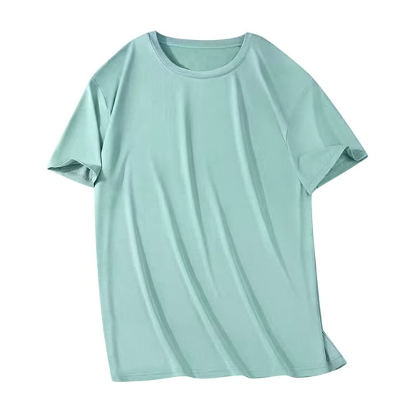 WRKEKC Short Sleeve Shirts for Men Summer Mens Casual Fashion Solid Color Round Neck Athletic T Shirt Short Sleeve Round Neck Top