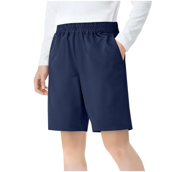 WRKEKC Shorts for Boys and Girls School Pants Lightweight 5 Inch Inseam Elastic Waist Pants Season 4-15 Years