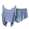 thumbnail image 1 of WRKEKC Silk Pajamas for Women Loose Solid Color Vest Top Short Pant Modal Vest Loungewear Set Sleepwear Set for Women Home Outfit, 1 of 5