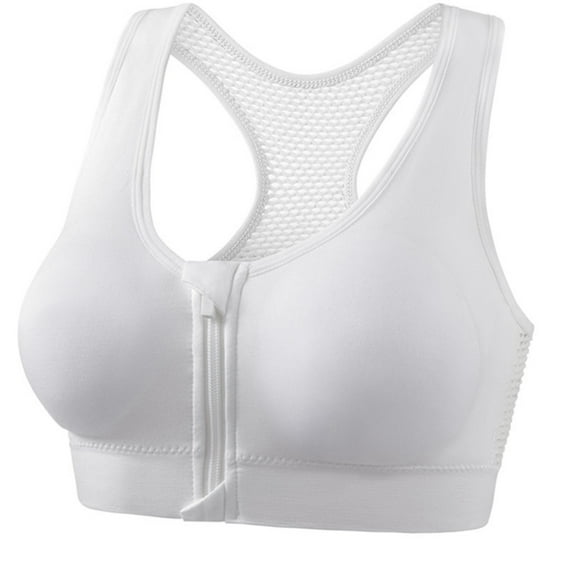 WRKEKC Sports Bras for Women Front Zip Racerback Wireless Bra with Solid Color and Light Support