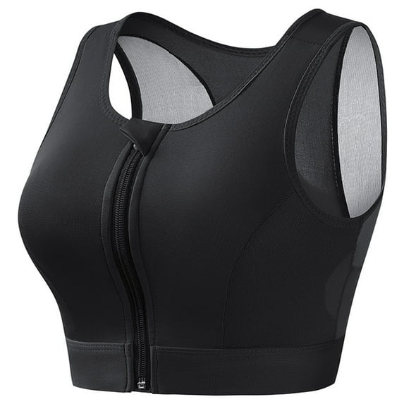 WRKEKC Sports Bras for Women Front Zip Wireless Bra with Racerback and Removable Pads for Running