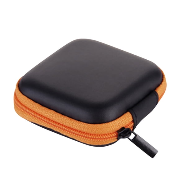 WRKEKC Storage Bins Mini Zipper Hard Leather Earphone Storage Bag Earphone Pouch Box Orange
