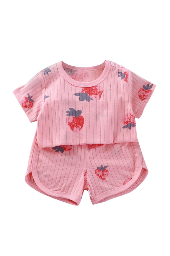 Summer Outfits for Girls, Baby Girl Outfits, Children's Short Sleeve Set Baby's Summer T-shirt Two-piece Set Sports and Casual Clothes