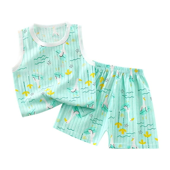 WRKEKC Summer Outfits for Girls, Baby Girl Outfits, Toddler Kids Kid Boys' Casual Sleeveless Casual Loungewear Thin Home Clothing Two Piece Set