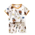 thumbnail image 1 of WRKEKC Summer Outfits for Girls, Baby Girl Outfits, Trendy Girls' Casual Short Sleeve Round Neck Collar Botton Printed Short Pants Sets, 1 of 3