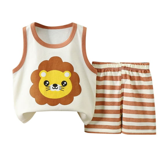 WRKEKC Summer Outfits for Girls, Casual Sets for Little Girls, Children's Summer Printing ComfortableShort Round-Neck Tank Sets For Kids