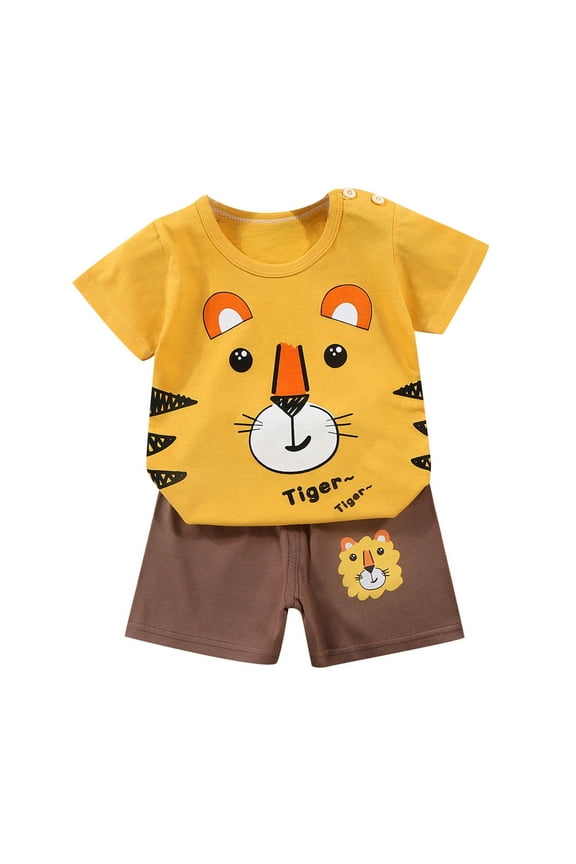 Summer Outfits for Girls, Casual Sets for Little Girls, Toddler Kids Baby Boys Girls Trendy Cute Short Sleeve Puppy Print Casual Suit