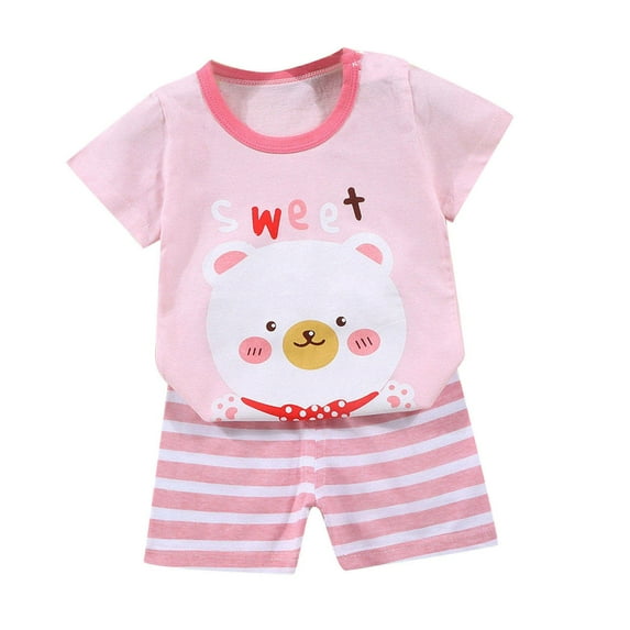 WRKEKC Summer Outfits for Girls, Casual Sets for Little Girls, Toddler Kids Baby Boys Girls Trendy Cute Short Sleeve Puppy Print Casual Suit