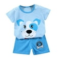 thumbnail image 1 of WRKEKC Summer Outfits for Girls, Casual Sets for Little Girls, Toddler Kids Baby Boys Girls Trendy Cute Short Sleeve Puppy Print Casual Suit, 1 of 4