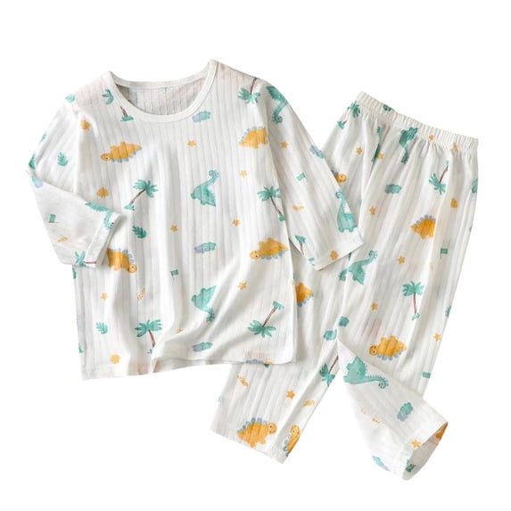 WRKEKC Summer Outfits for Girls Long Sleeve Round Neck Print Top and Pants Loungewear Set Comfortable for 18 Months-12 Years