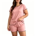 thumbnail image 1 of WRKEKC Summer Pajama Set for Women Ruffle Hem Sleeveless Top and Elastic Waist Shorts Set Loungewear Pajamas Sleep Set, 1 of 9