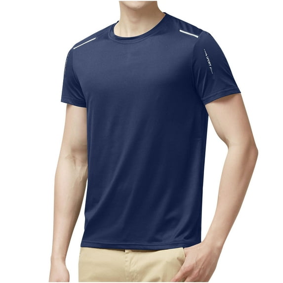 WRKEKC Summer Shirts for Men Athletic Casual Fashion Solid Color Round Neck Top T Shirt Short Sleeve Round Neck for Sports and Leisure
