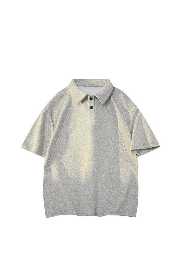 Summer Shirts for Men Casual Solid Color Button Lapel Short Sleeve Athletic T Shirt Top Casual Shirt Smart Casual Style