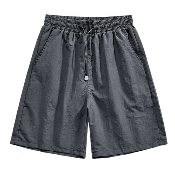 WRKEKC Summer Shorts for Men Solid Color Casual Elastic Waist Drawstring Breathable Pocket Shorts with Lightweight Fabric