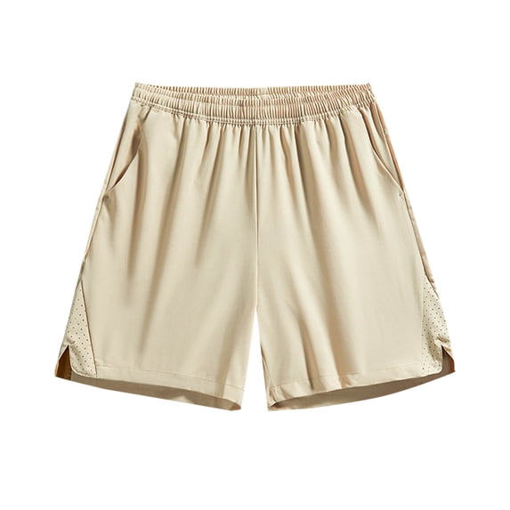 WRKEKC Summer Shorts for Men Solid Color Casual Loose Pocket Lining Drawstring Elastic Waist Shorts 5-Inch Inseam with Comfortable Fit