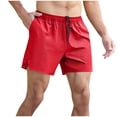 thumbnail image 1 of WRKEKC Summer Shorts for Men Solid Color Fashion Simple Pocket Drawstring Waist Loose Leather Label Shorts 5-Inch with Casual Style, 1 of 9