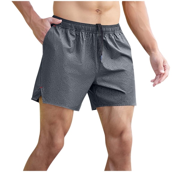 WRKEKC Summer Shorts for Men Solid Color Fashion Simple Pocket Drawstring Waist Loose Leather Label Shorts 5-Inch with Casual Style