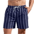 thumbnail image 1 of WRKEKC Summer Shorts for Men Stripe Print Elastic Waist Drawstring Pocket Beach Shorts with Lightweight Fabric for Vacation Use, 1 of 3
