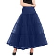 thumbnail image 1 of WRKEKC Summer Skirts for Women High Waist Tulle A Line Maxi Skirt with Elastic Waistband and Fluffy Tutu Layered Look, 1 of 9