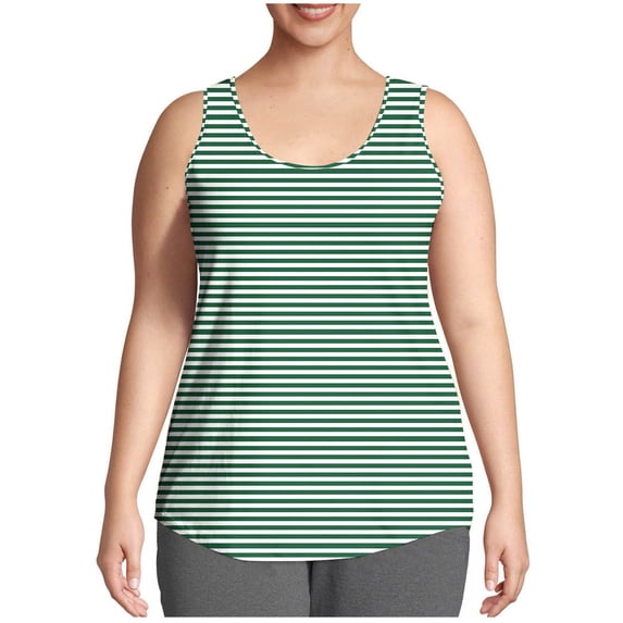 WRKEKC Summer Tank Tops for Women Gradient Print Crew Neck Plus Size Sleeveless Casual Tank Loose Fit Lightweight