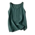 thumbnail image 1 of WRKEKC Summer Tank Tops for Women Solid Color Linen Cotton Loose Sleeveless Tank Top Breathable Fabric Relaxed Style, 1 of 3