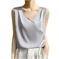 thumbnail image 1 of WRKEKC Summer Tank Tops for Women Solid Color V-Neck Smooth Fabric Sleeveless Loose Fit Casual Daily Wear Top for Women, 1 of 3