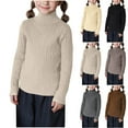 thumbnail image 1 of WRKEKC Sweaters for Girls Kids Sweater Solid Color Turtleneck Long Sleeve Thick Warm Soft Cozy Casual Knit Sweater Base Layer for 0-13Y Kids Winter Fall Everyday Wear, 1 of 5