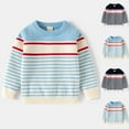 thumbnail image 1 of WRKEKC Sweaters for Girls Kids Sweater Striped Crewneck Long Sleeve Thick Warm Soft Cozy Casual Knit Sweater Base Layer for 2-10Y Kids Winter Fall Everyday Wear, 1 of 9