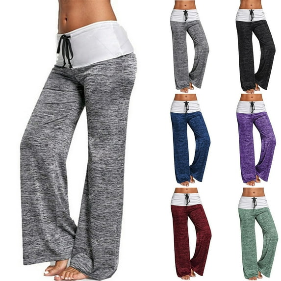 WRKEKC Sweatpants for Women, Casual Pants for Women, ,Womens Patchwork Yoga Elastic High Waisted Quick Dry Sports Pants Outdoor Casual Wide Leg for Fitness and Stretch