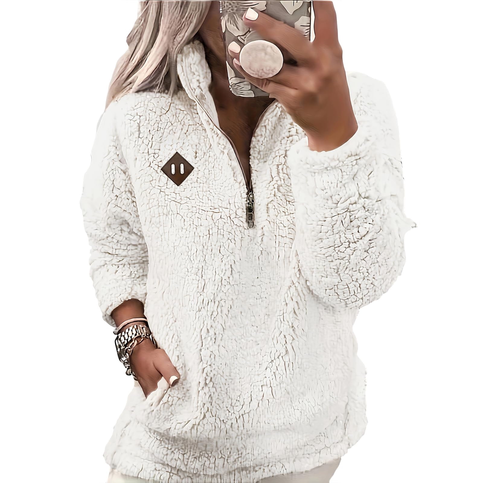 Fuzzy shoulder top/sweatshirt