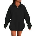 thumbnail image 1 of WRKEKC Sweatshirts for Women Solid Color Collared Long Sleeve Mid-Length Loose Fit Casual Fall Winter Pullover Top with Soft Fabric Relaxed Silhouette Daily Wear, 1 of 9