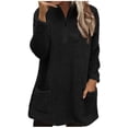 thumbnail image 1 of WRKEKC Sweatshirts for Women Solid Color Stand Collar Half-Zip Loose Fit Double-Sided Fleece Sweatshirt with Pockets Long Sleeve Warm Fall Winter Pullover Top, 1 of 7