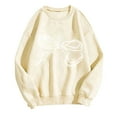 thumbnail image 1 of WRKEKC Womens Trendy Casual Bow Printed Crew Neck Sweatshirt Women Long Sleeve Loose Pullover Sweatshirt Trendy Fall Top, 1 of 4