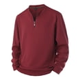 thumbnail image 1 of WRKEKC Sweatshirts for Men Solid Color Crew Neck Quarter Zip Thermal Fleece Lined Sweatshirt for Fall Winter Warm Casual Wear, 1 of 3