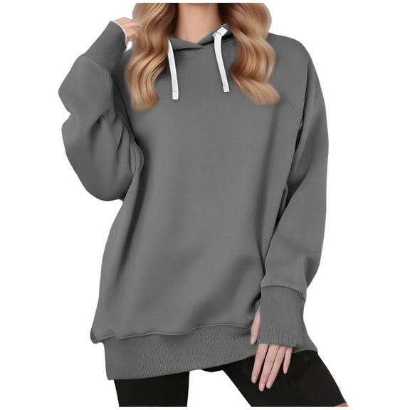 WRKEKC Sweatshirts for Women Casual Snap Button Hooded Pullover Long Sleeve Top Loose Fit Fall and Winter Trendy Athletic Outerwear