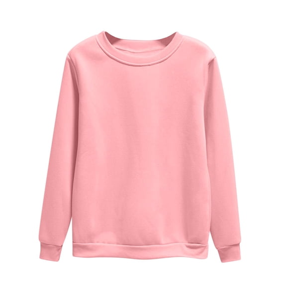 WRKEKC Sweatshirts for Women Casual Solid Color Long Sleeve Pullover Sweatshirt Crew Neck Shirt for Women Daily Wear Comfortable Outfit